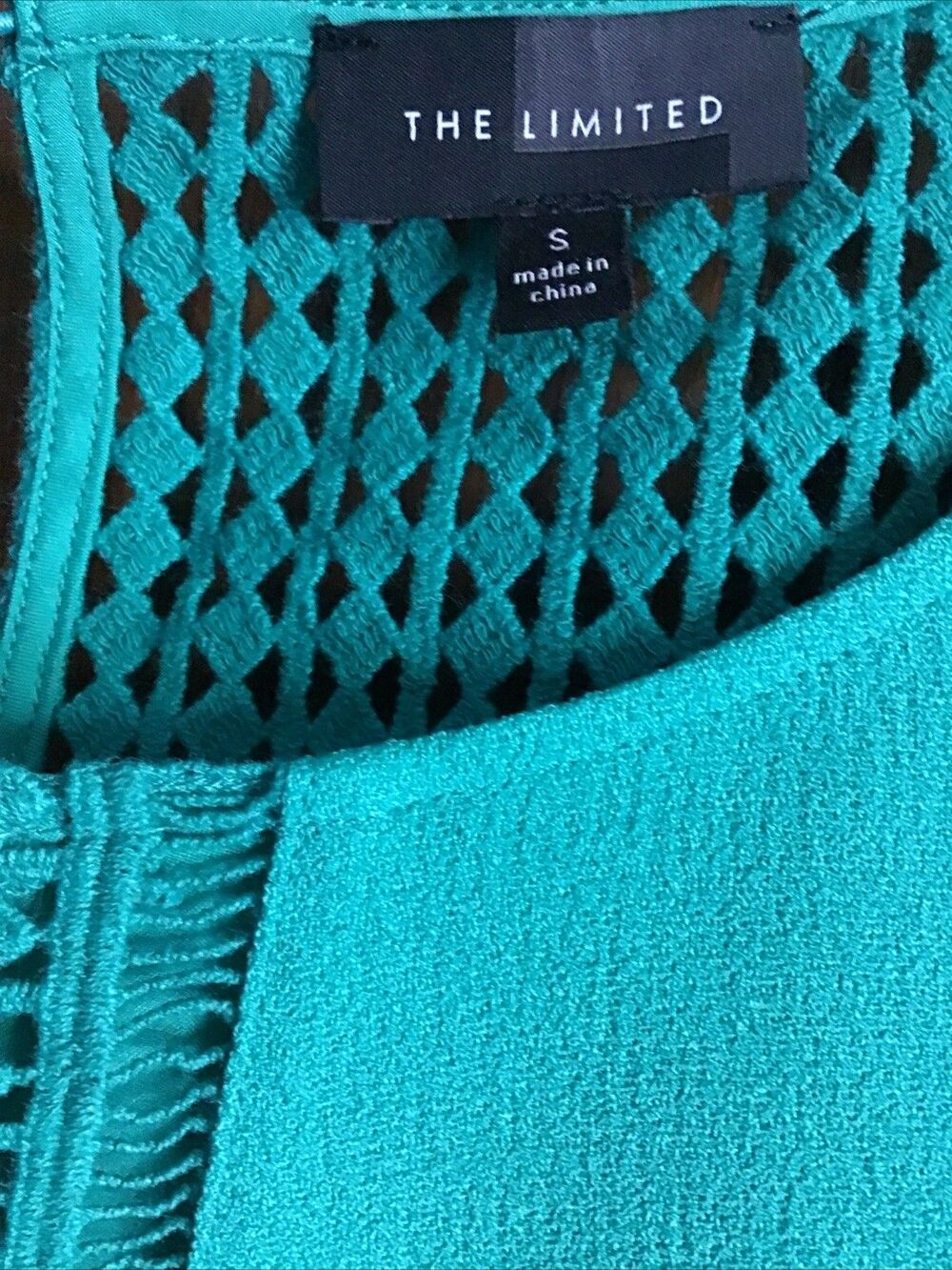 The Limited Emerald Green Crochet Lattice Shift Dress Size Small Office Career - Picture 5 of 5